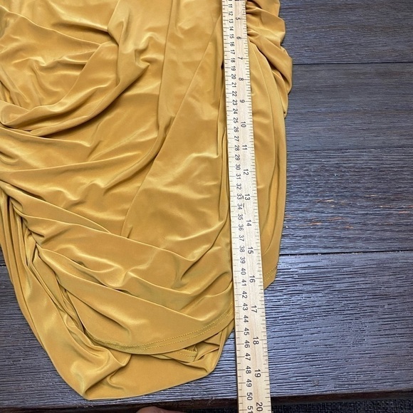 Fashion Nova Mustard Gold Yellow Two Piece Dress skirt set crop top - Picture 4 of 10